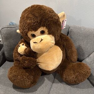 Plush Paradise 30” Mom & Baby Monkey Plush